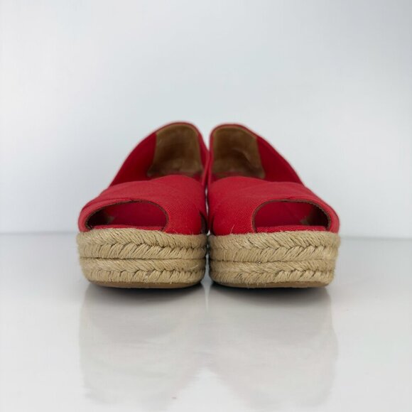 TORY BURCH Filipa Wedges Espadrilles Peep toes Red Size 9 B - Picture 11 of 15